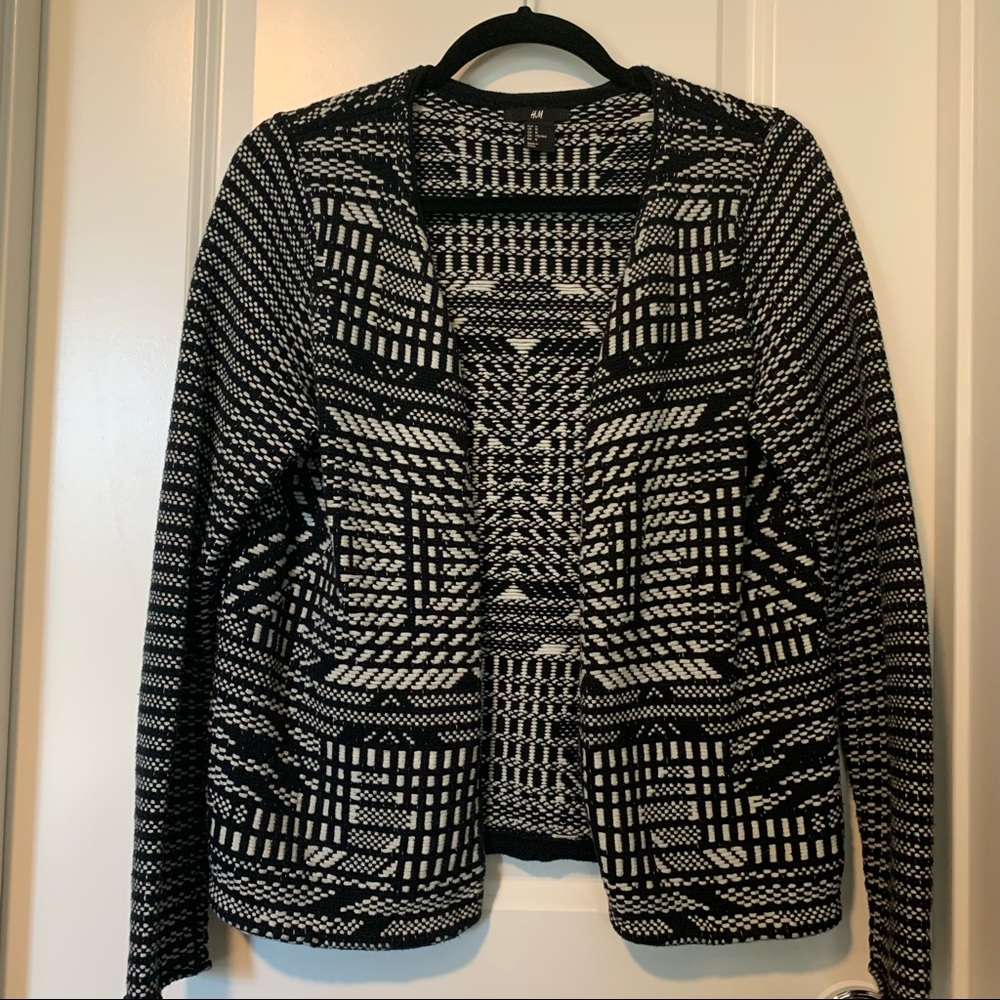 H&M Woven Sweater B&W Blazer Jacket 100% Cotton